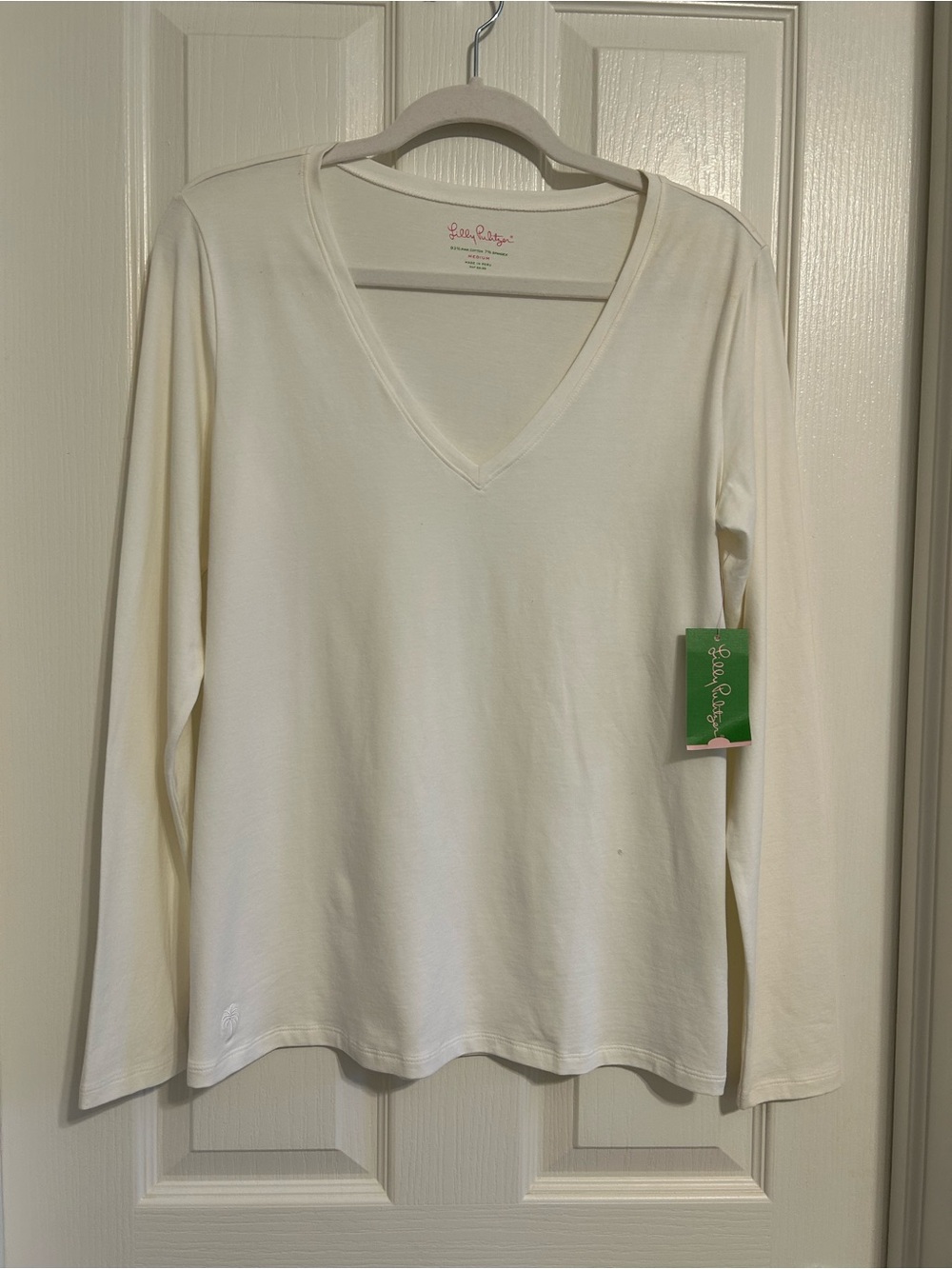 Lilly Pulitzer Cream V-Neck Long Sleeve Top